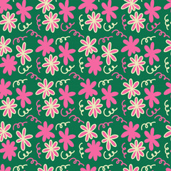 Garden flower, plants, botanical, seamless vector design for fashion, fabric, wallpapers and all prints. Beautiful floral pattern.