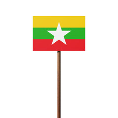 Schild mit der Flagge Myanmars