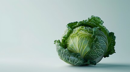 green cabbage on gry background