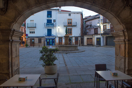 Hervas Corredera Square, Ambroz Valley village. Spain