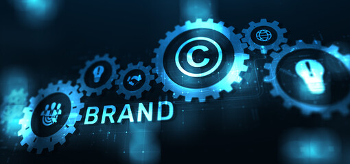 Brand words cloud on virtual screen. Branding, Marketing and Advertising concept.