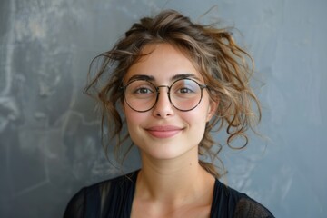 emotional portrait of happy italian woman in glasses. ai generated