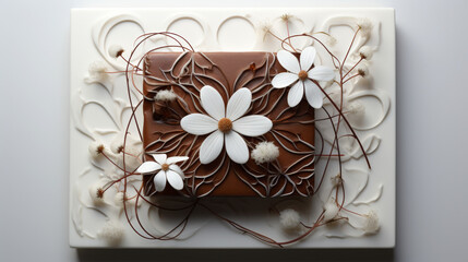 Artistic Chocolate Cake Design.
Artistic chocolate cake with decorative icing.
