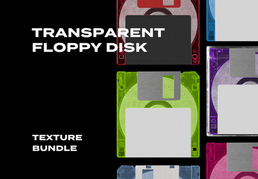 Transparent Floppy Disk Retro Game Case Overlay Texture Pack Bundle Effect Surface Mockup