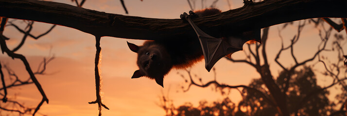 Dusk Slumber: A Bat in its Natural Habitat Enshrouded by the Evening's Glow