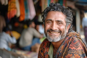 emotional portrait of happy pakistani man, ai generated - obrazy, fototapety, plakaty