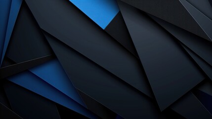 Modern black blue abstract background. Minimal. Color gradient. Dark. Web banner. Geometric shape. 3d effect. Lines stripes triangles. Design. Futuristic. Cut paper or metal effect. Luxury. Premium - obrazy, fototapety, plakaty