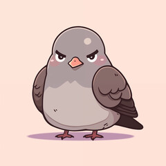 cute cartoon pigeon on white background