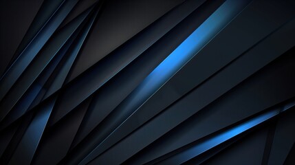 Obraz premium Modern black blue abstract background. Minimal. Color gradient. Dark. Web banner. Geometric shape. 3d effect. Lines stripes triangles. Design. Futuristic. Cut paper or metal effect. Luxury. Premium