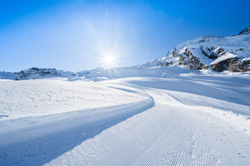 Fototapeta na wymiar Winter snow covered mountain, Saas-Fee, Switzerland