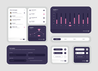 Elegant Collection of ui ux elements for web design, app design. Ux dashboard user panel template. User interface, experience.