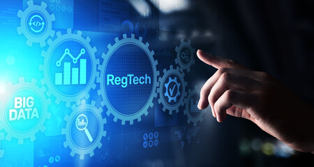 RegTech Regulation Compliance financial control modern internet technology concept on virtual...
