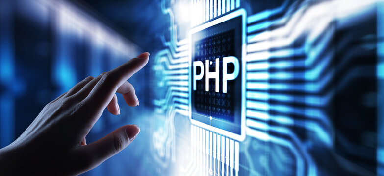 PHP Web development and coding internet and technology concept on virtual screen.