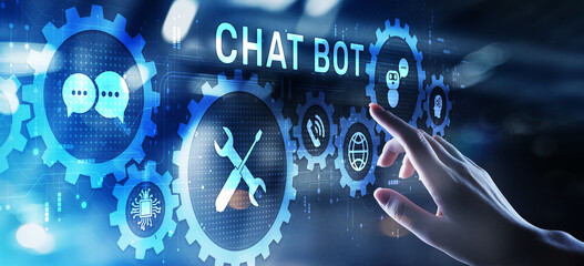 Chatbot Customer service automation NLP natural language processing business technology concept.