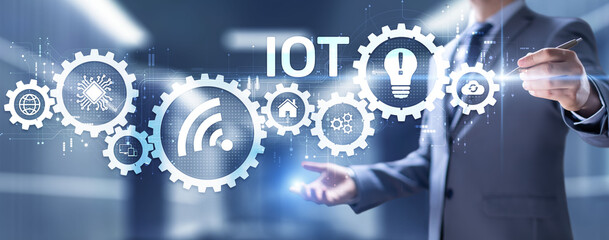 IOT Internet of things digital transformation disruption information and communication technology concept.