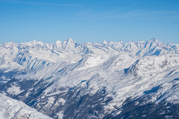 Fototapeta na wymiar Mountain massif near Saas-Fee in Switzerland
