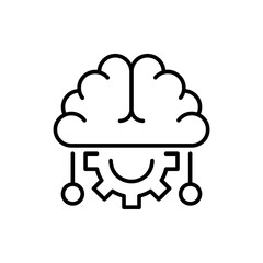 Artificial brain outline icons, minimalist vector illustration ,simple transparent graphic element .Isolated on white background