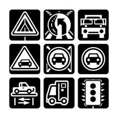 Traffic line Icons set