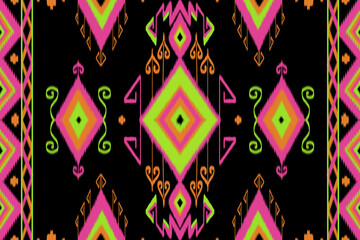 Ikat fabric textile seamless pattern design 