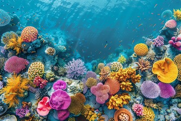 Fototapeta na wymiar Vibrant Coral Reef Ecosystem from Above