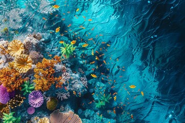 Fototapeta na wymiar Vibrant Coral Reef Ecosystem from Above