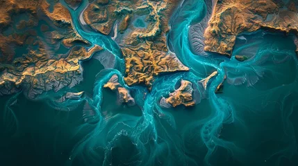 Fotobehang Majestic River Delta Transition from Above   © Kristian
