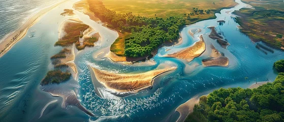 Foto op Canvas Majestic River Delta Transition from Above   © Kristian