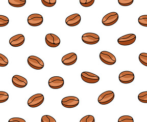 Coffee beans, plant and nature, seamless background and pattern. Food, hot drink, beverage, cafes, coffee house and coffee shop, illustration