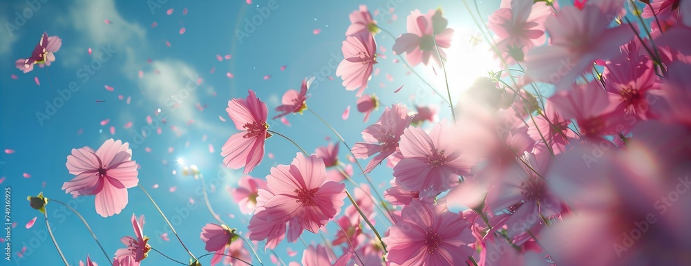 Wall mural pink flowers background