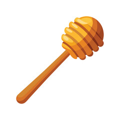 Wooden Honey Dipper Illustration on White Background