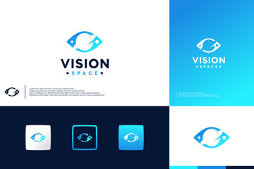 abstract eye , space technology , learn , logo design template.
