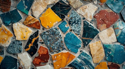 Abstract Terrazzo Flooring with Colorful Chunks

