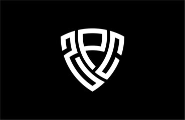 ZPC creative letter shield logo design vector icon illustration