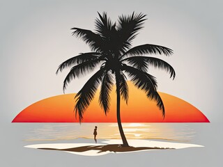 Fototapeta na wymiar Vector beachside palm tree silhouette