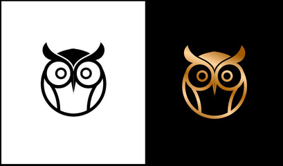 Owl,Vector owl icon in outline style - abstract emblem Vector illustrations 