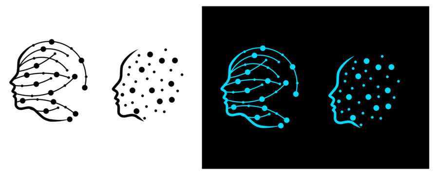 Abstract polygonal human brain. Low poly wire frame mesh vector illustration on black background. Lines and dots. Polygonal art in the form of a starry sky or space. Vector image in RGB Color mode.