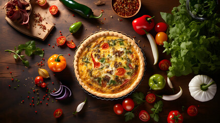 Culinary Adventure: Witness the Exciting Craft Process of Baking a Homemade Quiche with Fresh, Vibrant Ingredients
