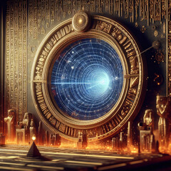 Cosmic Gateway - Quantum Egyptian Portal Art
