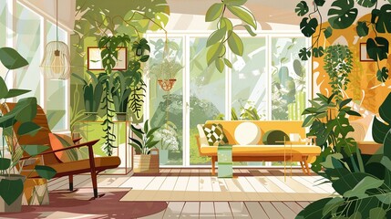 Fototapeta na wymiar Illustrated Eco-Conscious Living Space
