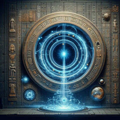Cosmic Gateway - Quantum Egyptian Portal Art