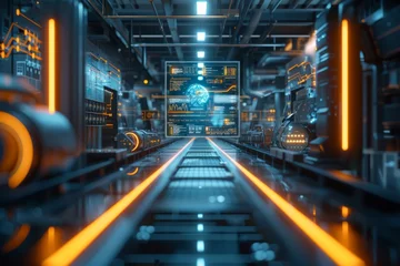 Fotobehang Futuristic factory conveyor belt © Diko