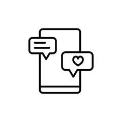 Dating app outline icons, minimalist vector illustration ,simple transparent graphic element .Isolated on white background