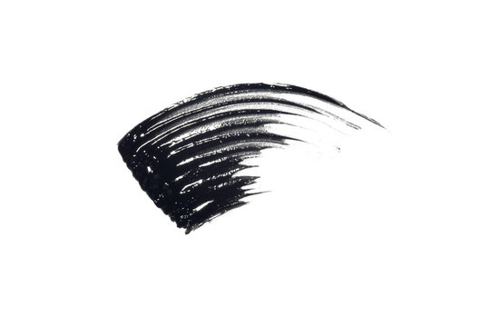 swatch, mascara brushstroke smear isolated on white background flat lay