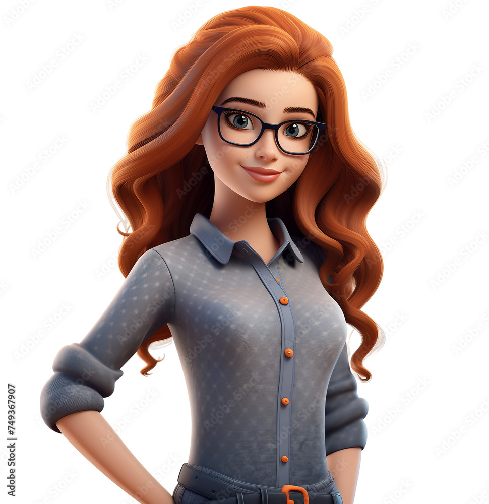 Sticker 3d illustration of business manager, 