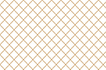 Abstract geometric pattern with crossing thin golden lines on white background. Seamless linear design. Stylish vector texture.