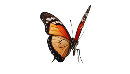 Fototapeta na wymiar A vibrant and radiant butterfly gracefully flutters on a transparent background