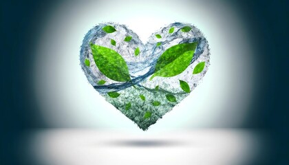 Environmental Love Concept with Green Leaf Heart