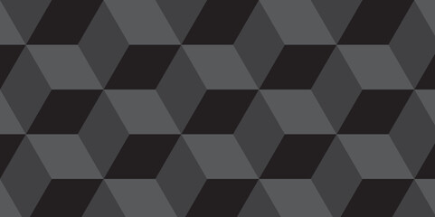 Black background from cubes and lines. Geometric seamless pattern cube. Cubes mosaic shape vector design.