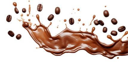 Splash of coffee, cola or tea isolated on transparent