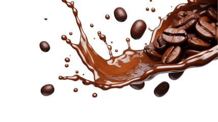 Splash of coffee, cola or tea isolated on transparent